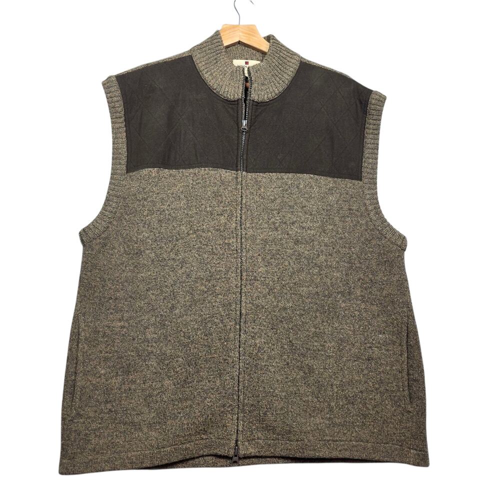 Woolrich Full Zip Wool Suede Quilted Trim Vest Size XL
